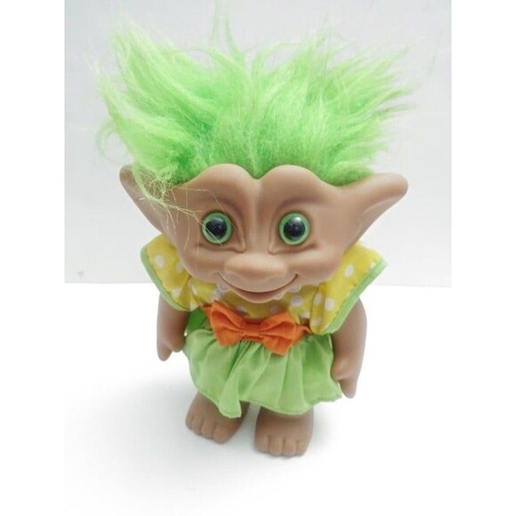 Ace Novelty Company Vintage Green Hair Girl Troll Doll 8" - Picture 3 of 6
